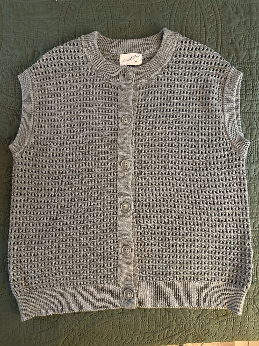 Universal Thread Sage Green Open Knit Button-Front Vest - Size XS